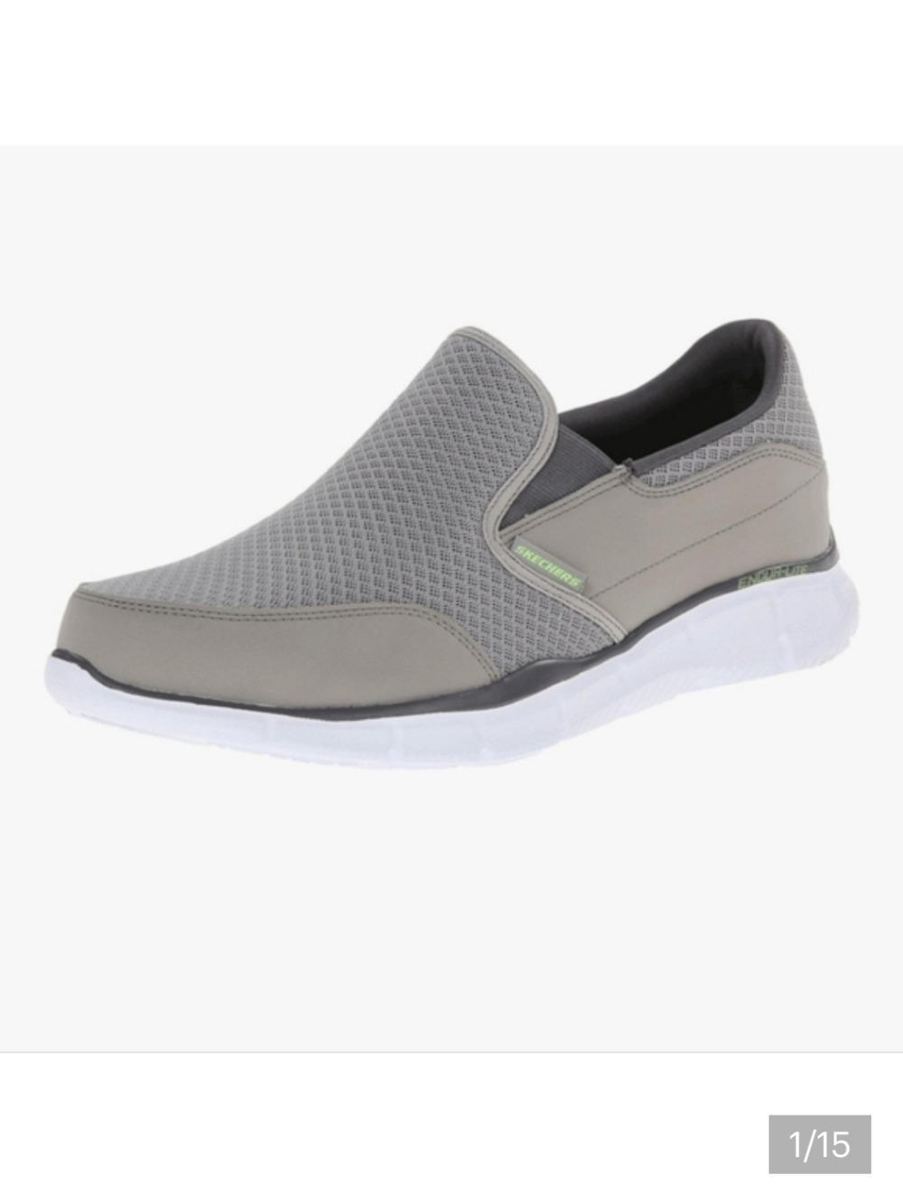 👟 MEN'S SIZE 9.5W GREY & WHITE SKECHERS EQULIZER-PERSISTANT LOAFER SHOE - EUC👟